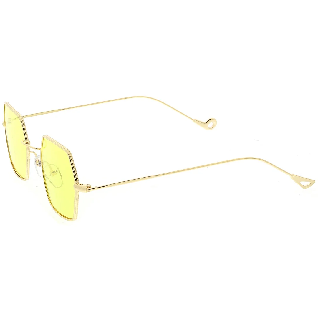 Small Metal Hexagon glasses Ultra Slim Arms Colored Flat Lens 51mm