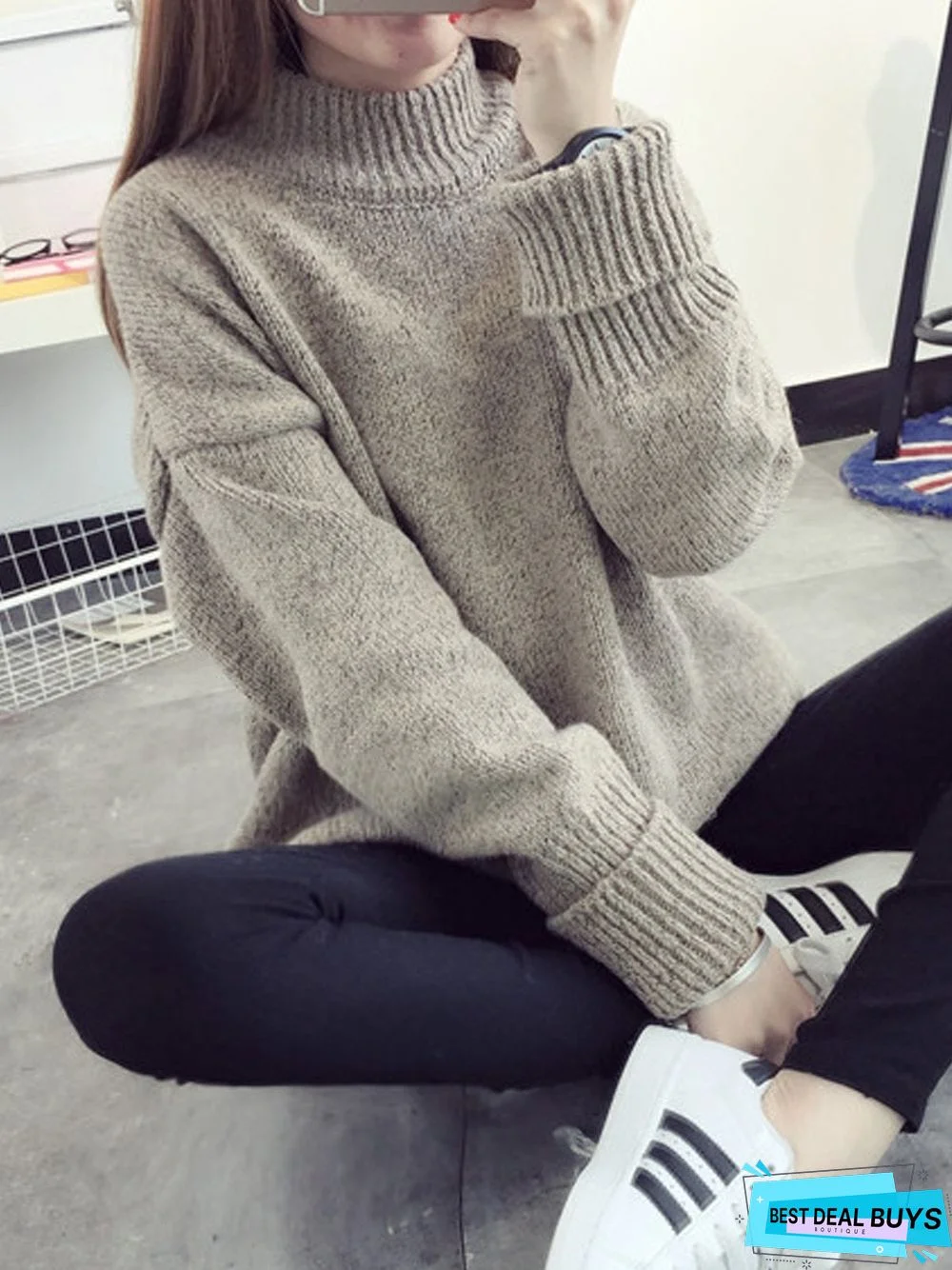 High Neck Pullover Female Loose Sweater