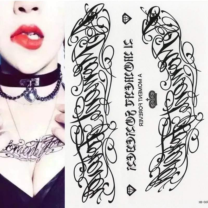 Waterproof Temporary Tattoo Sticker keep calm English Letters Words Tatto Stickers Flash Tatoo Fake Tattoos For Men Women