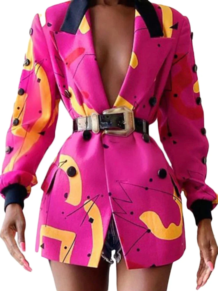 European and American fashion printing women's suit jacket SKUI51359 QueenFunky