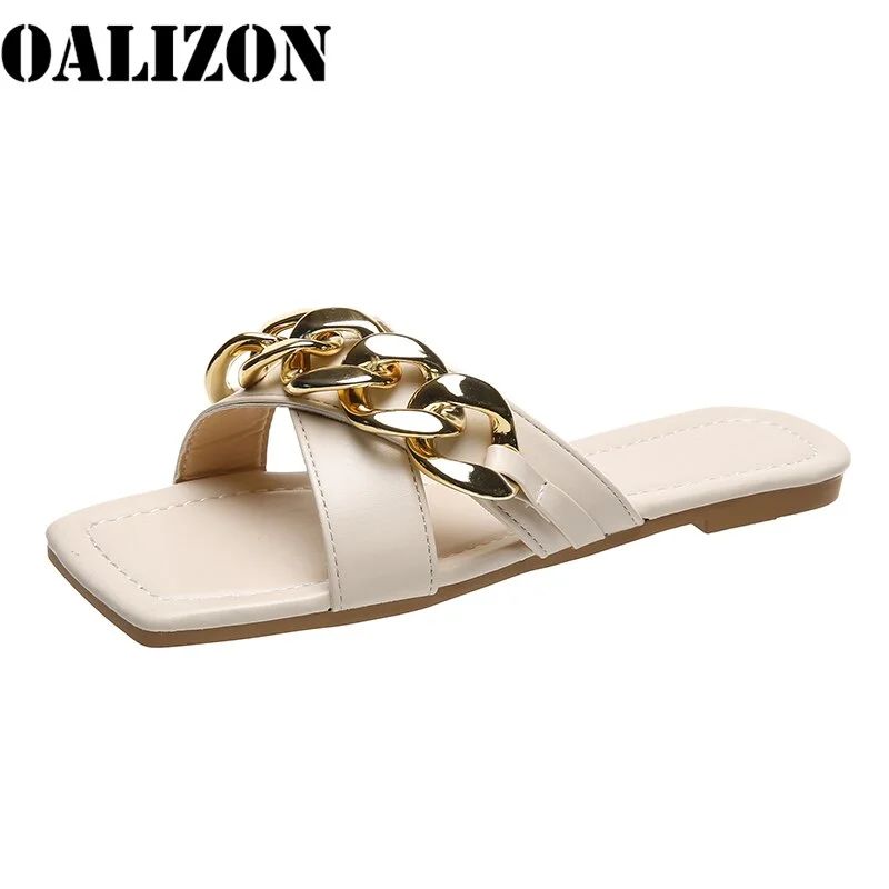 Women's Summer Flip Flops Crossed Chains Open Toe Slippers Shoes Woman Lady Casual Mules Babouche Sandal Slippers Slides Shoes