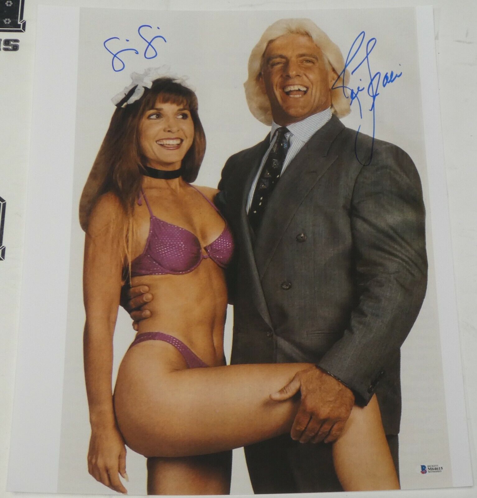 Ric Flair & Fifi the Maid Signed 16x20 Photo Poster painting BAS Beckett COA WWE WCW Autograph