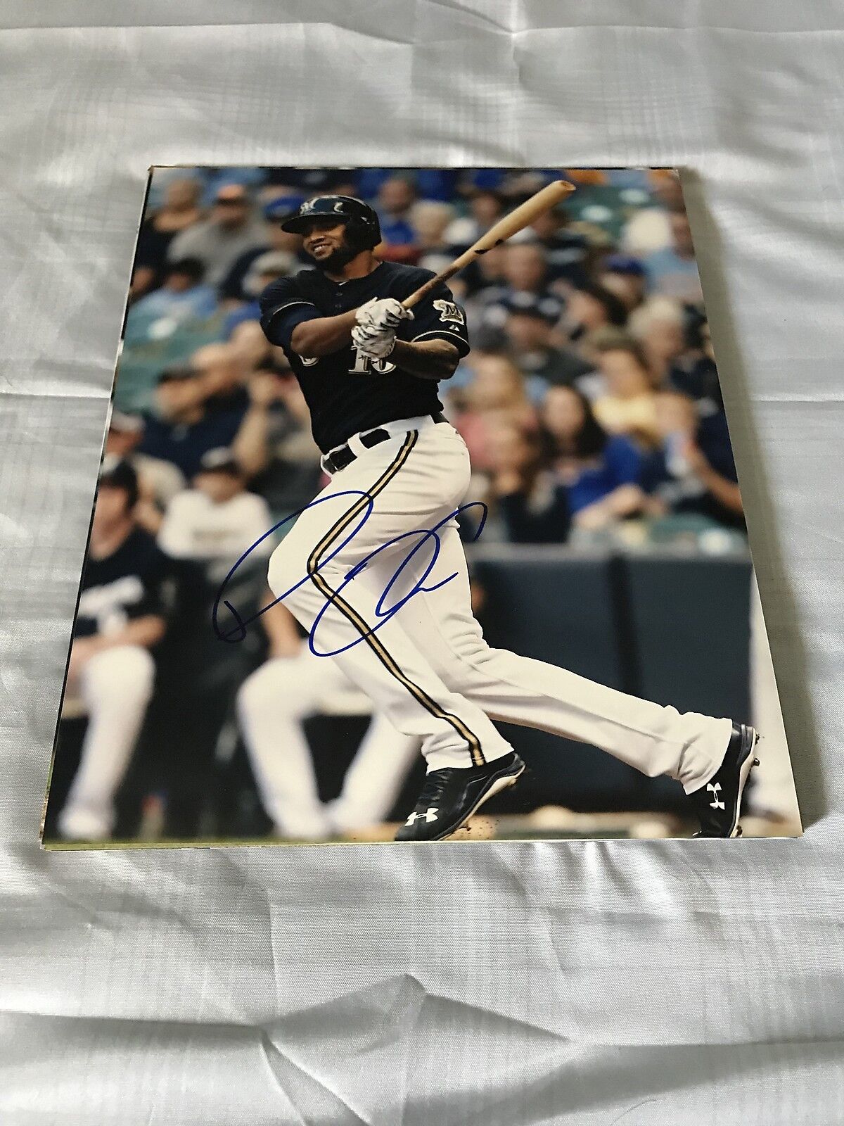 DOMINGO SANTANA MILWAUKEE BREWERS SIGNED AUTOGRAPHED 8X10 Photo Poster painting W/COA 5