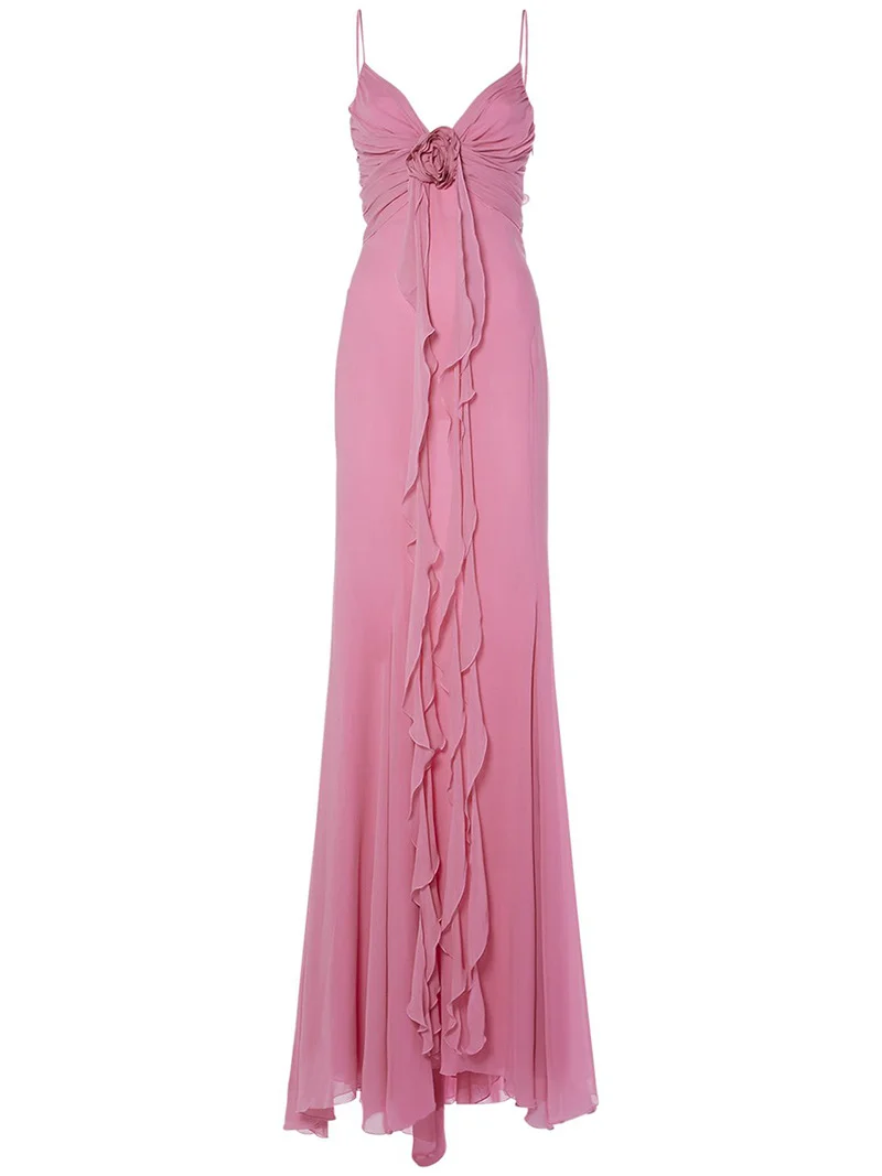 Zingj Blumarine South French Temperament Dress Female Summer High Sense V Collared Back French Sling Skirt Dress