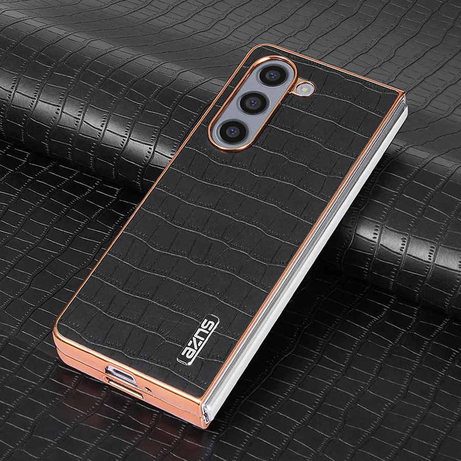 Business Crocodile Pattern Full Cover Premium Phone Case for Galaxy Z Fold Series