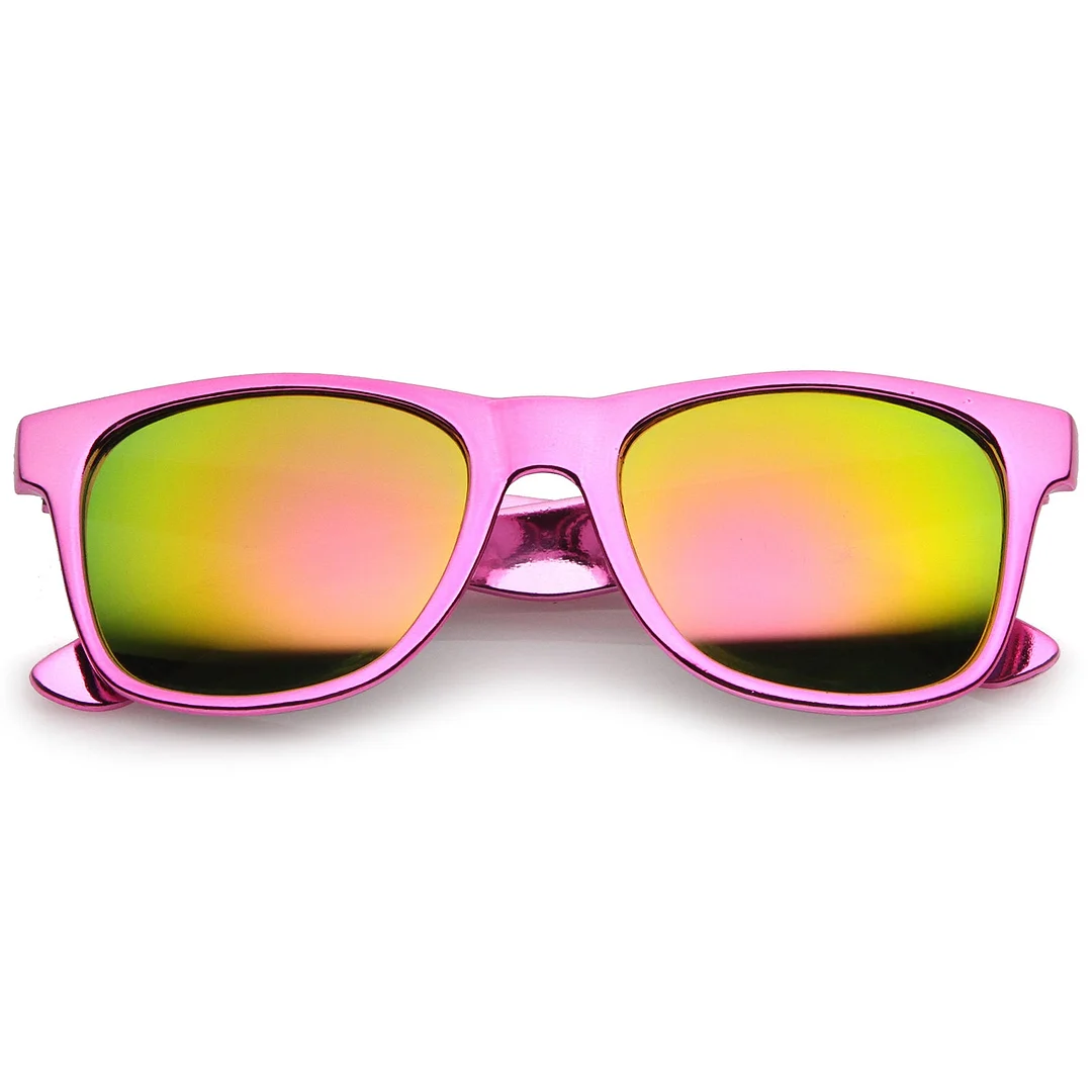 Retro Metallic Square Colored Mirror Lens Horn Rimmed glasses 55mm