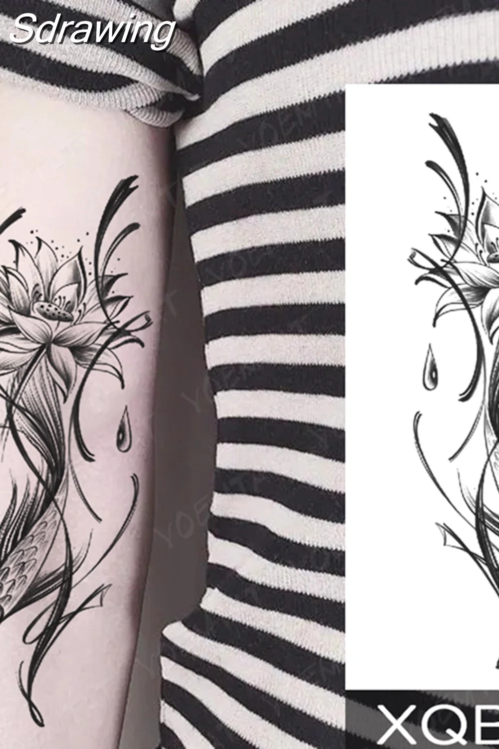 Sdrawing Temporary Tattoo Sticker Butterfly Flower Totem Flash Tatto Y2k Style Body Art Arm Leg Waist Fake Tatoo Men Women