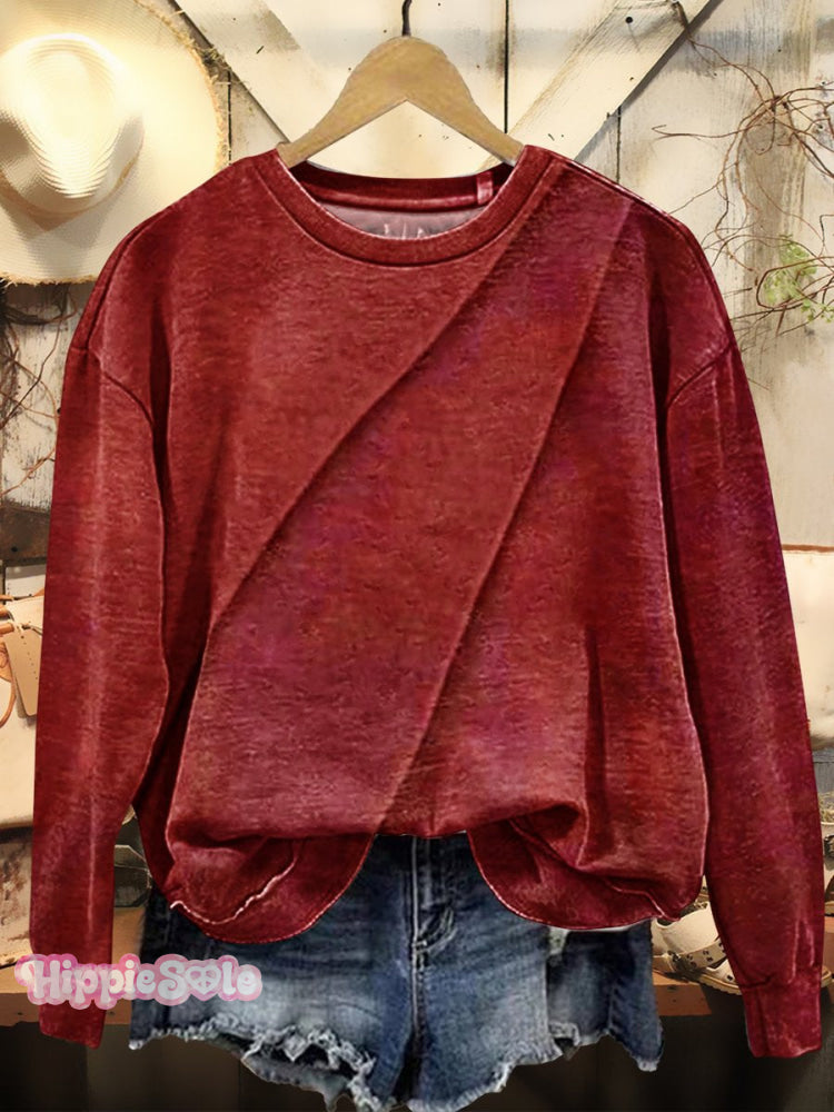 Women’s Texture Art Prints Casual Sweatshirt Red / S