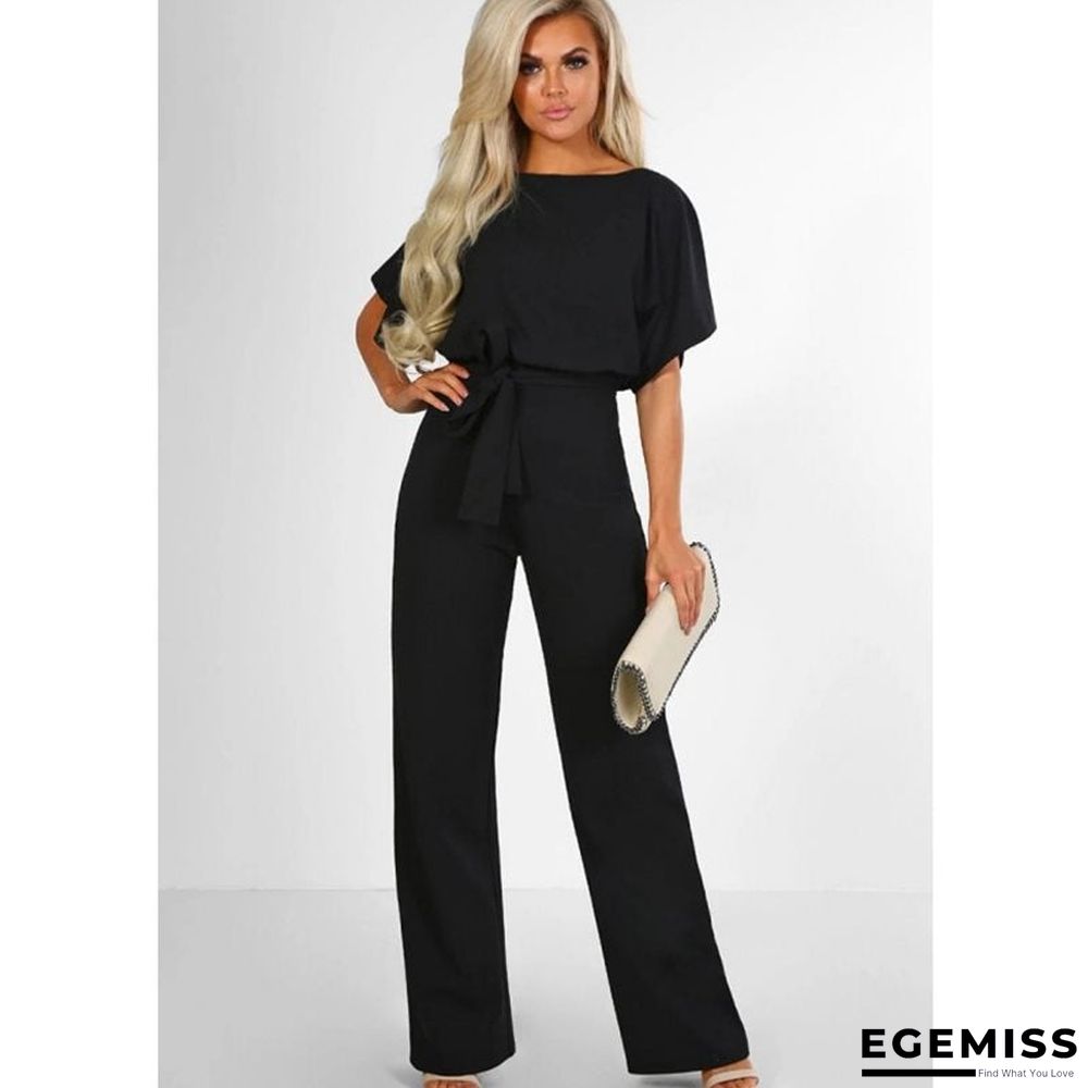 Button Lace-up Short-sleeved Jumpsuit | EGEMISS