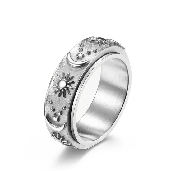 Moon & Star Spinning Circle Ring