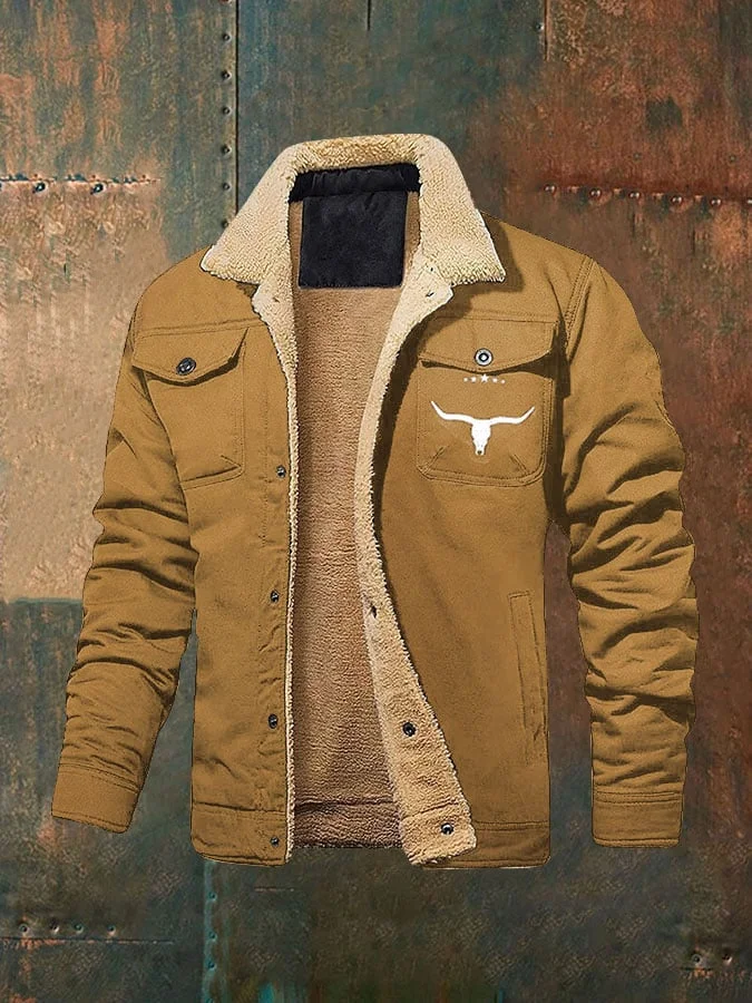Men's retro western winter fleece jacket