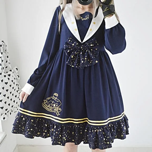 Navy Galaxy Bow Sailor Dress SP13189