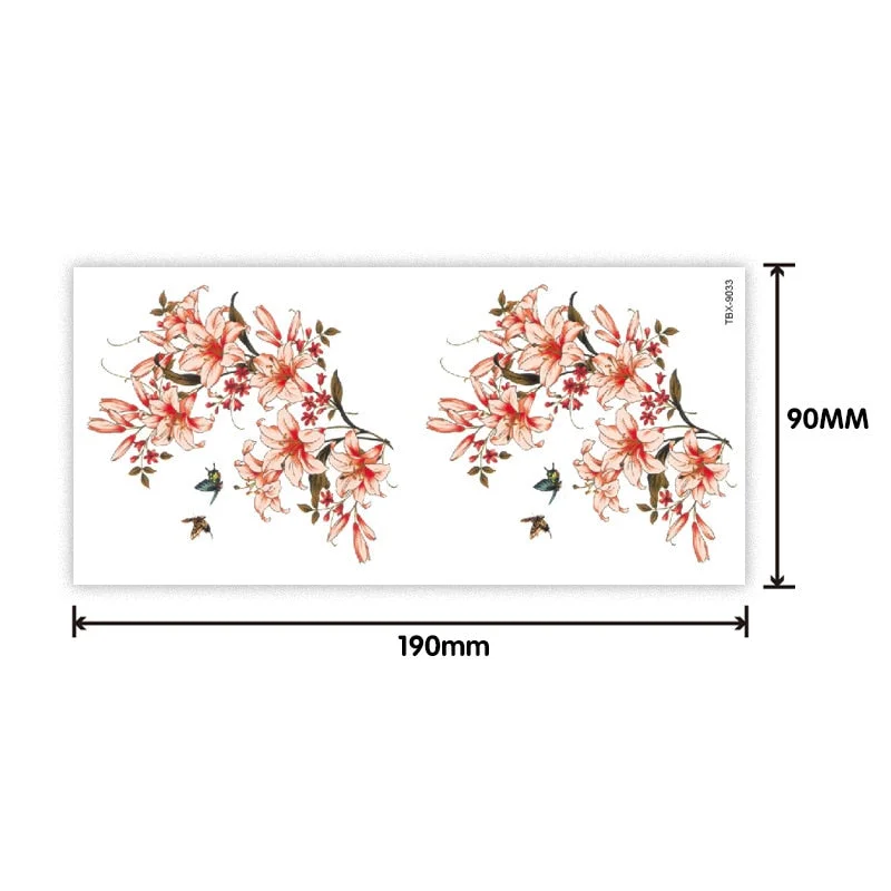 Waterproof sweat female flower tattoo sticker Ladies flower rose peony plum blossom tattoo sticker