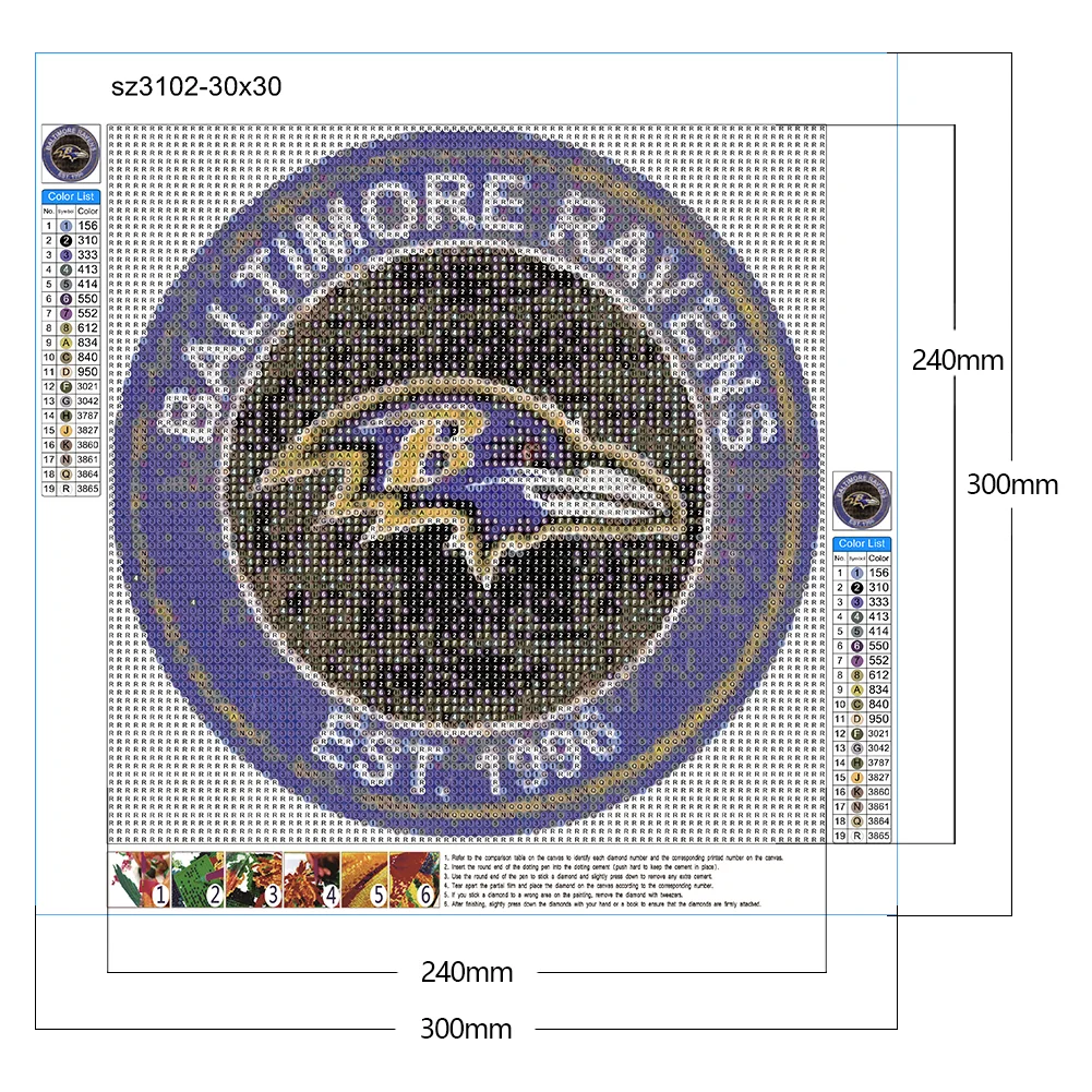 Diamond Painting - Full Round Drill - Baltimore Ravens(30*30cm)