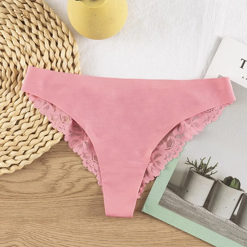 Meet&lsquo;r Woman Sexy Transparent Lace Panties Breathable Soft Seamless Lingerie Female Low-Waist Briefs Hollow Out Underpants