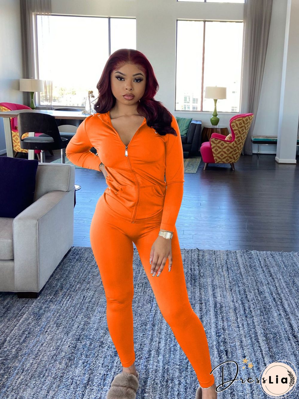 Zipper Hooded Sweatshirts Pants Joggers 2 Piece Suit