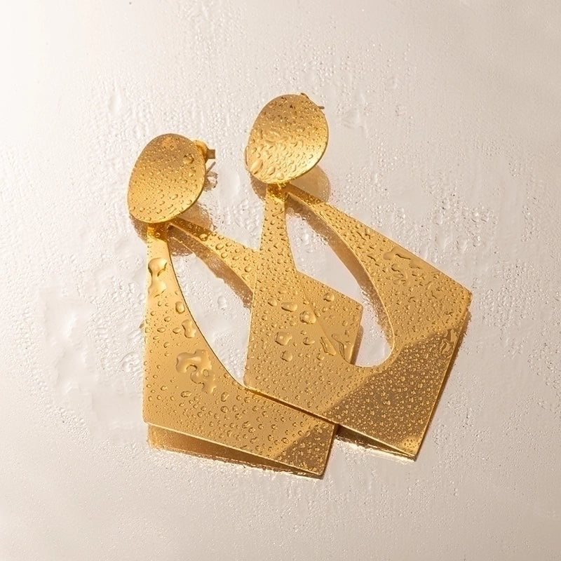 1 Pair IG Style Exaggerated Geometric Polishing Plating 304 Stainless Steel Gold Plated Drop Earrings
