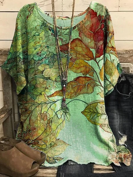 Women's Floral Print Vintage Casual Top