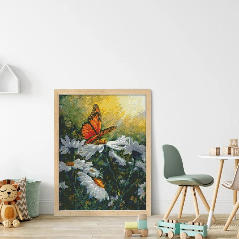 9CT Full Stamped Cross Stitch Bead Embroidery- Butterfly(Canvas|45*58CM)