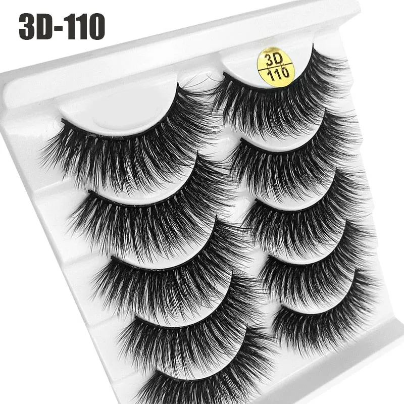 5Pairs 6D Mink Lashes False Eyelashes Natural Long Eyelash Extension Cross Volume Soft Fake Eye Lashes Winged Faux Cils Dropship