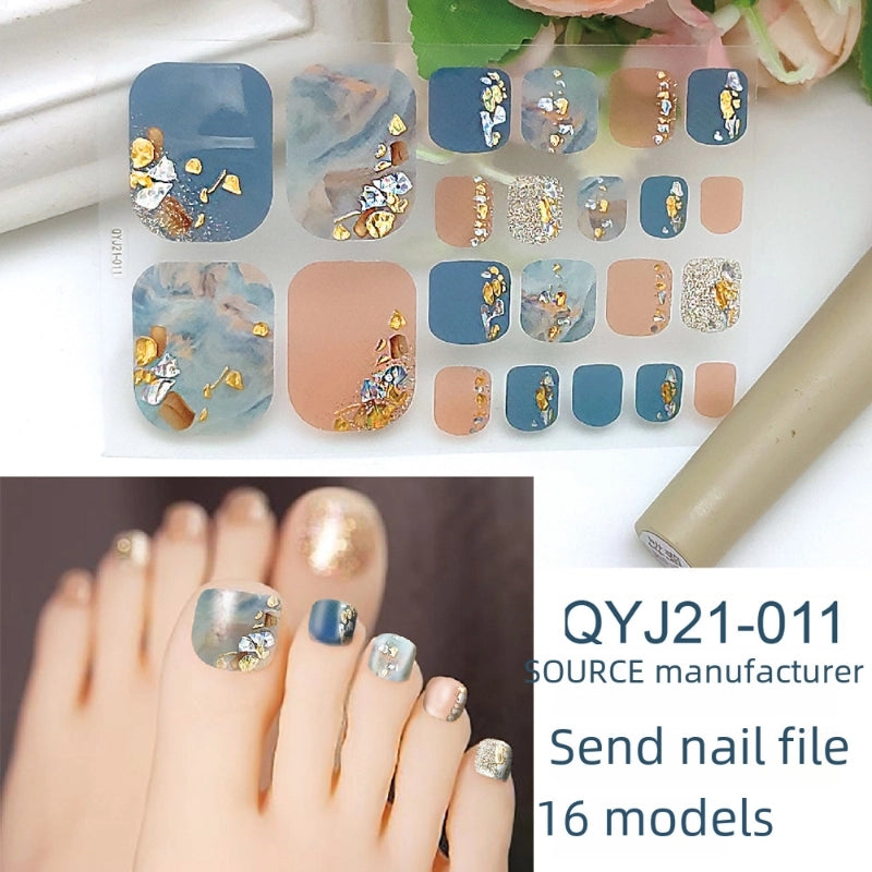 Explosions Foot Nail Stickers Summer Toenail Stickers Bronzing Imitation Diamond Nail Stickers Waterproof Foot Stickers