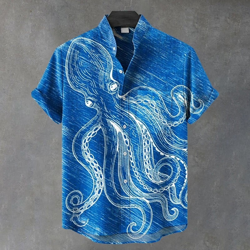 Octopus Retro Art Print Casual Shirt  artssus