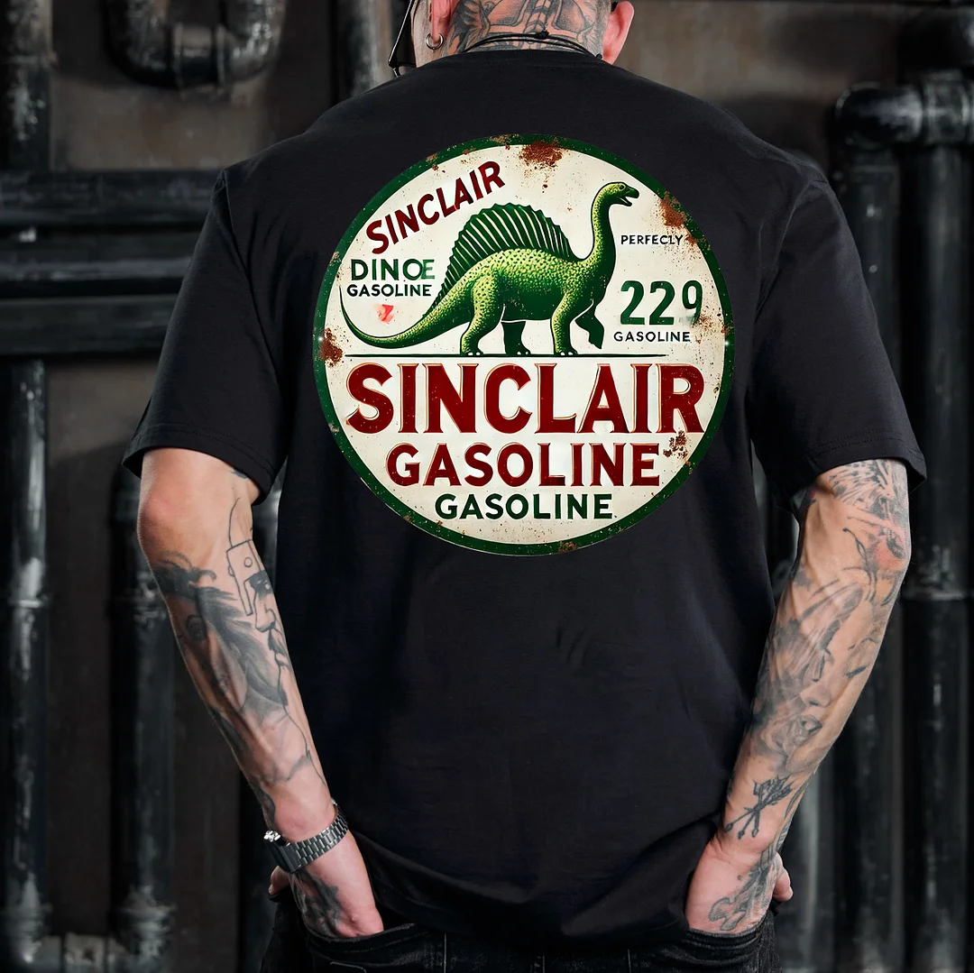 SINCLAIR GASOLINE Dinosaur Print Men's T-shirt