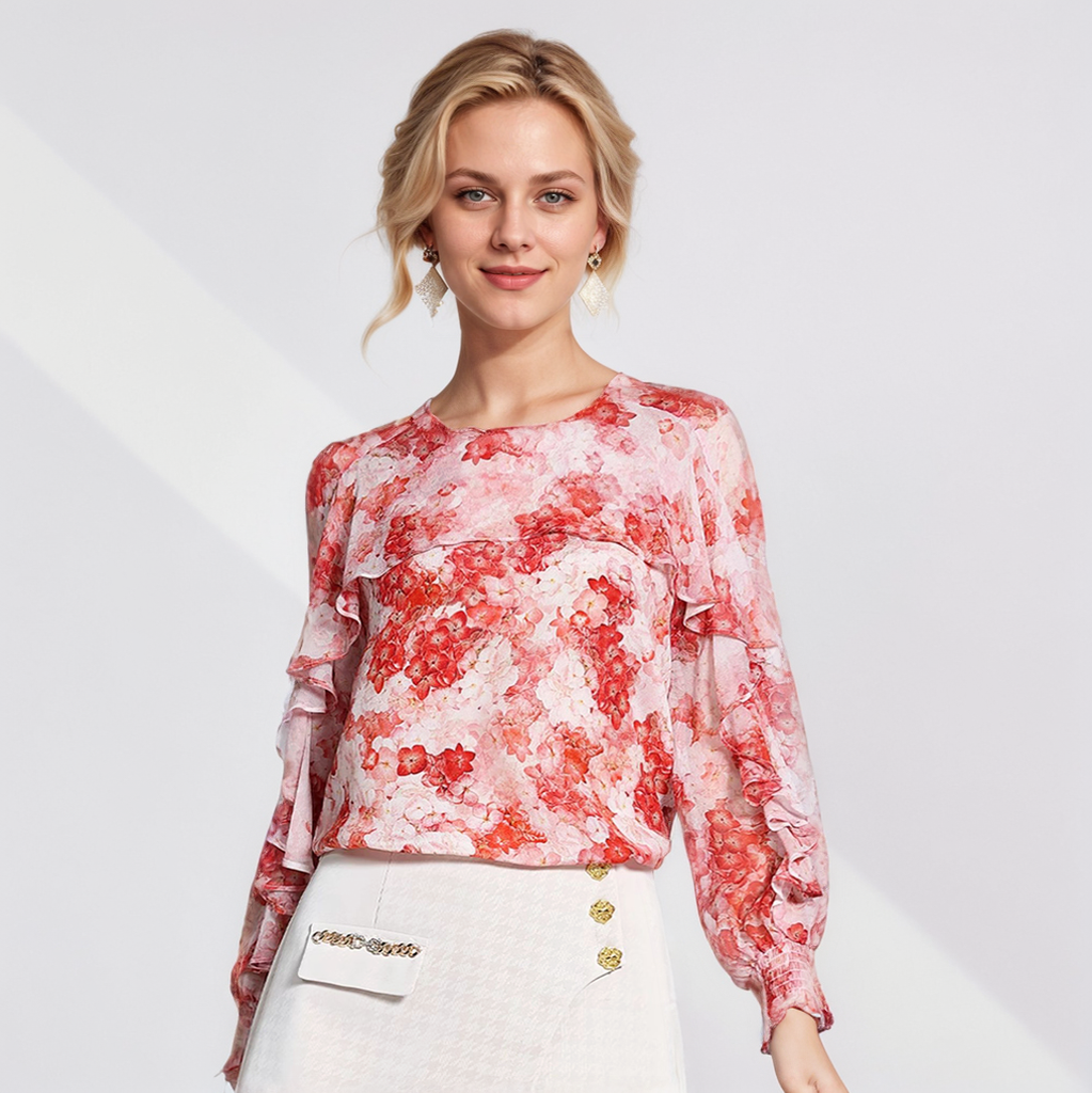 Floral Silk Blouse Womens Thin Breathable REAL SILK LIFE