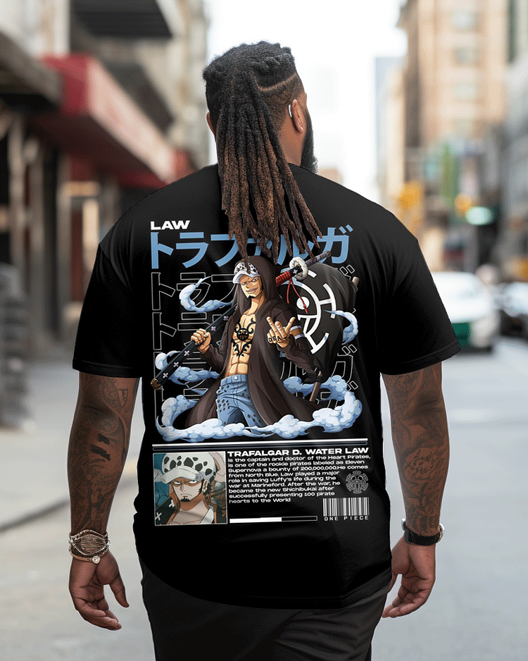 Men's Retro Large Size Cartoon Street Trend Short-sleeved T-shirt
