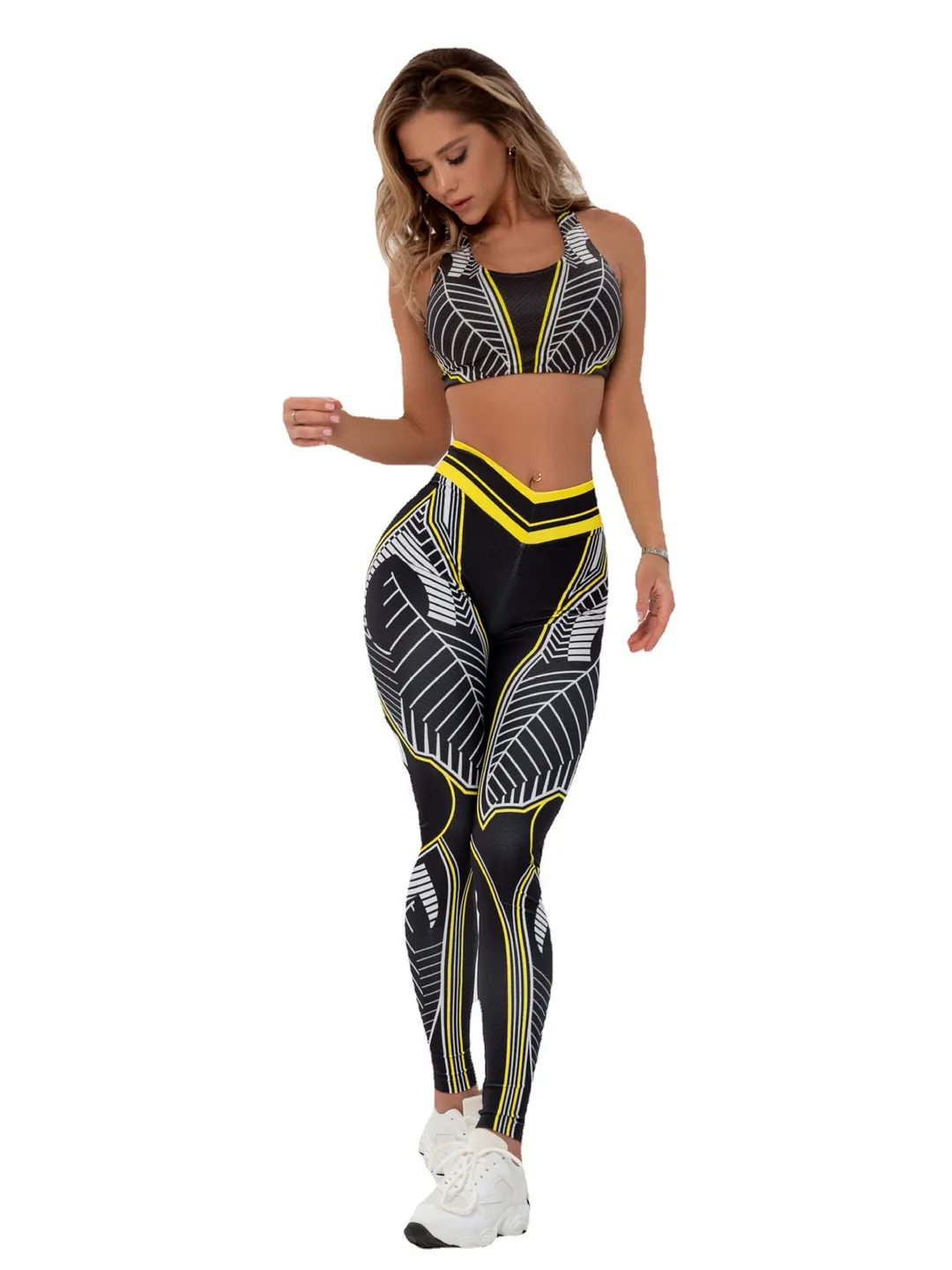 Brownm Printed Yoga Hip Raise High Waist Leggings