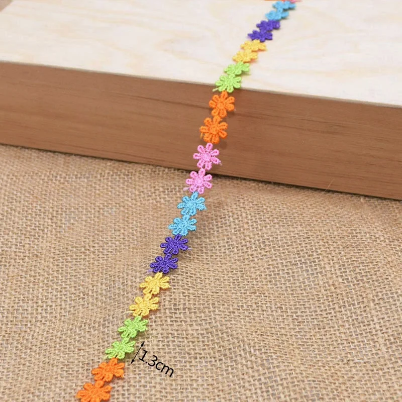 3Yards 25mm Colorful Daisy Flower Lace Trim Knitting Wedding Embroidered Diy Handmade Patchwork Ribbon Sewing Supplies Crafts