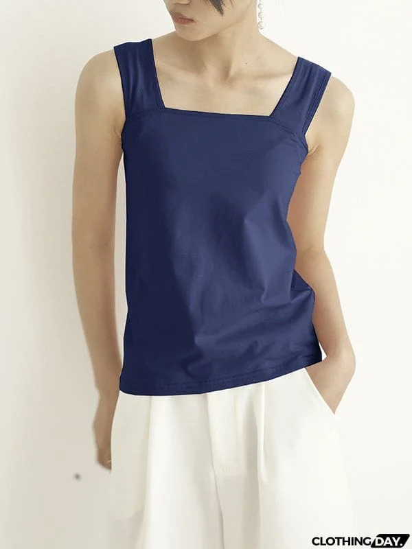 Casual Simple 6 Colors Square-Neck Sleeveless Vest