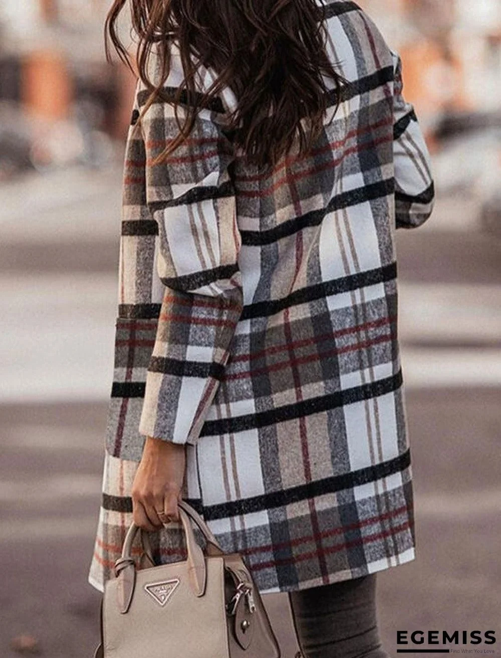 Casual Loose Plaid Woolen Cardigan Coat | EGEMISS