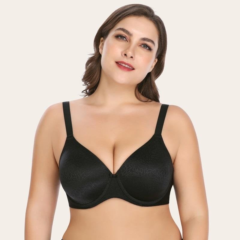 Rotimia Plus Size T-Shirt Bra Seamless Comfort Full Coverage Underwire Bra Molded Cup