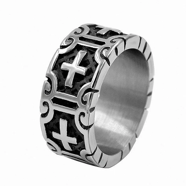 Cross personality titanium steel ring