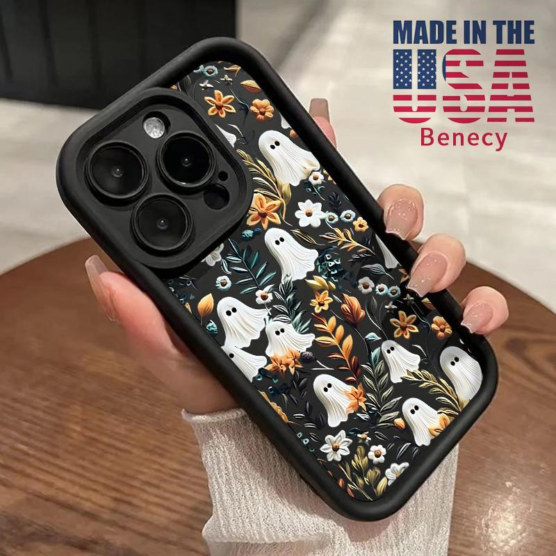Spooky Garden Pattern Case for iPhone 15 16 14 Pro Max 13 12 11 XR XS Plus E Soft TPU Bumper Drop Protection Rugged Durable Back Cover for Girl