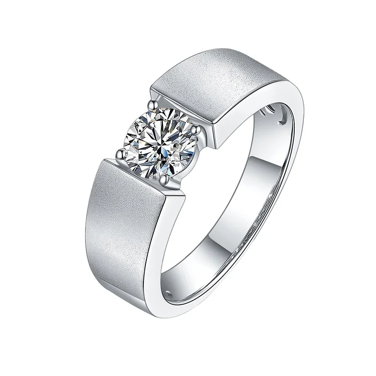 Solitaire Round Moissanite Antique 925 Sterling Silver Ring