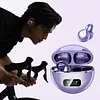 BT Wireless Bone Conduction Earphones with Noise Canceling Mics HiFi Touch Control Headset LED Digital Display Smart Control Earphone Clip-On Earbuds for Outdoor Cycling Running Exercise