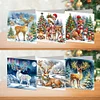 6Pcs Diamond Painting Christmas Reindeer Diamond Drawing Greeting Card