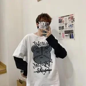 Cool Fashion Korean Streetwear Ladies Autumn Punk Tops Tees Women Printed Long Sleeve T Shirts Casual Hip Hop Clothing