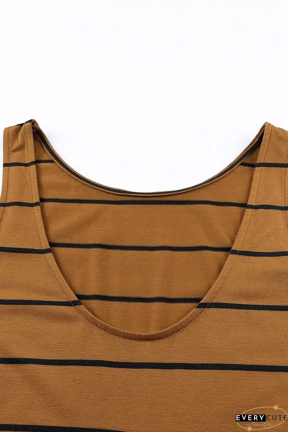 Chic Rust Striped Sleeveless Jumpsuit with Wide Legs