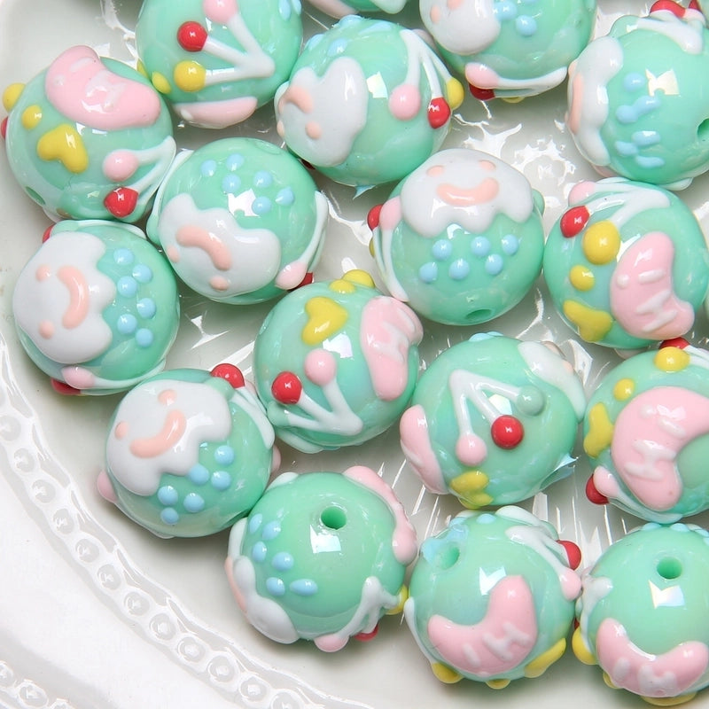 5 Pieces Summer New Heavy Oil Hand-Painted Beads Diy Beaded Diy Mobile Phone Chain Car Hanging Bag Hanging Chain Head Rope Beads