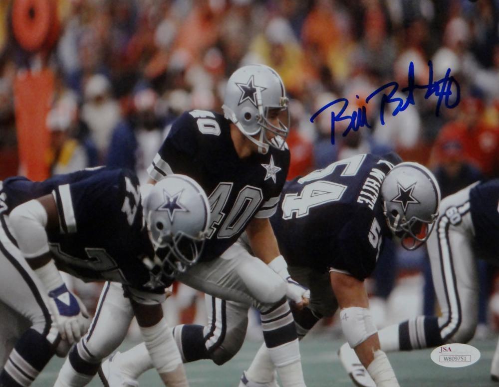 Bill Bates Autographed Dallas Cowboys 8x10 Next To White Photo Poster painting- JSA W Auth