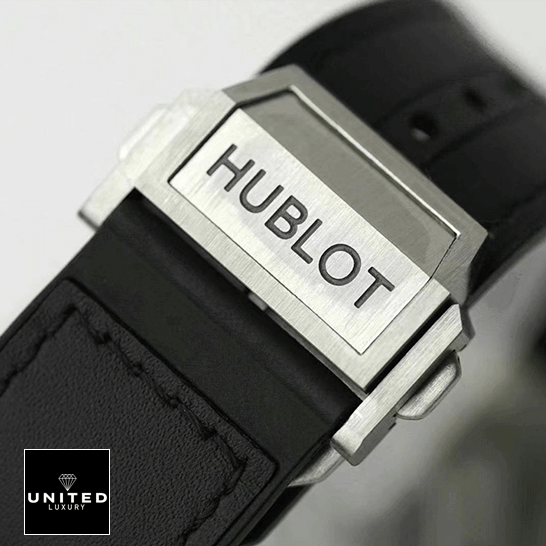 Hublot Big Bang Sang Black Rubber Bracelet Steel Clasp Replica white background