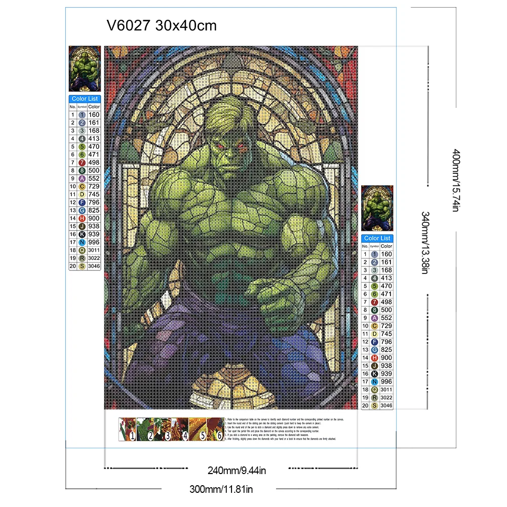 Diamond Painting - Full Round Drill - Stained Glass Hulk(Canvas|30*40cm)