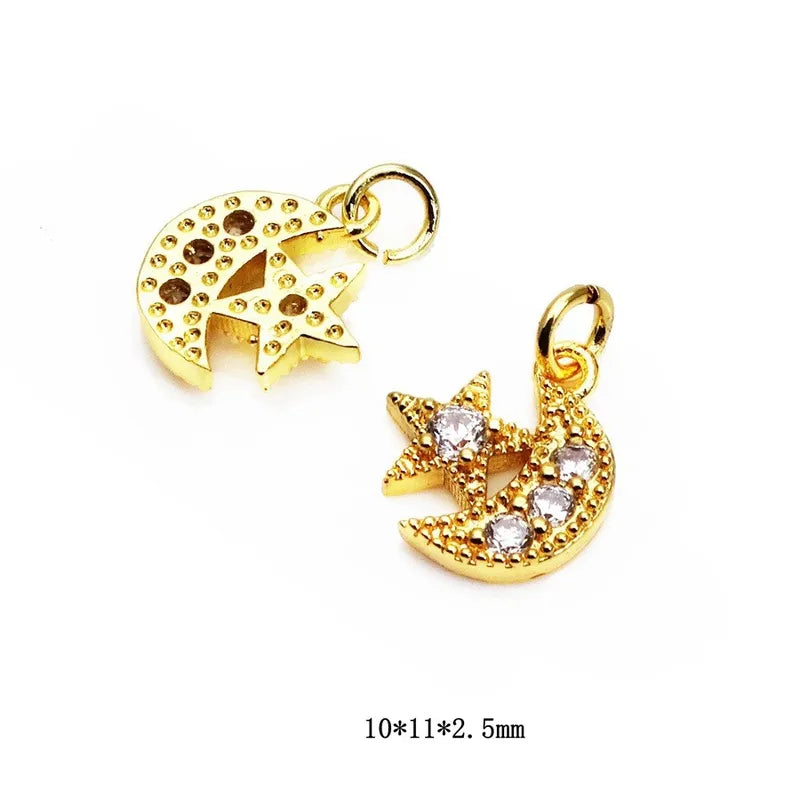 1 Piece 10*11mm 10*13mm 12*10.5mm Copper Zircon Star Heart Shape Flower Jewelry Accessories Pendant
