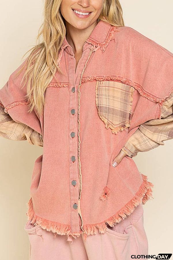 Forest Morning Plaid Button Front Shacket