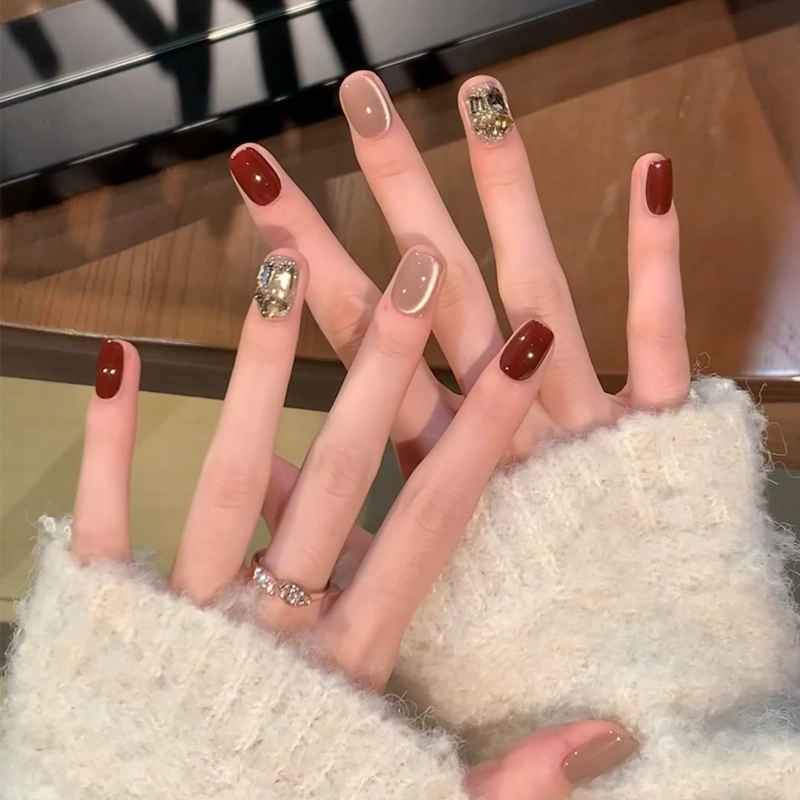 Wear Nail Beauty Nail Piece TikTok Hot Blush Gradient Butterfly Nail Sticker Finished Detachable Fake Nail