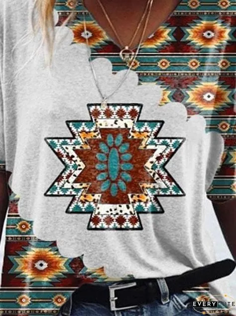 Native American Inspired V-Neck Tee