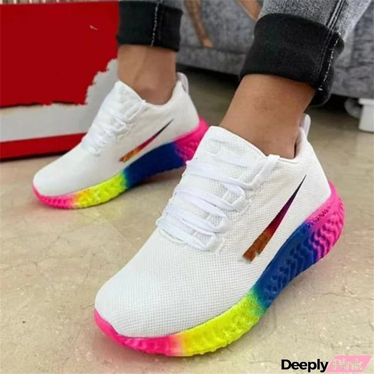 New Multi Color Sole Non-slip Breathable Lace Up Female Sneakers